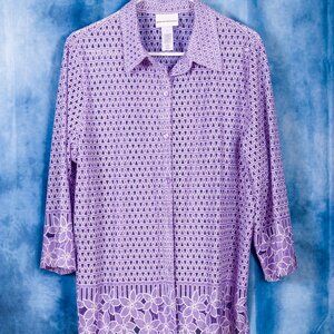 Alfred Dunner Lavennder Shirt Blouse Size L